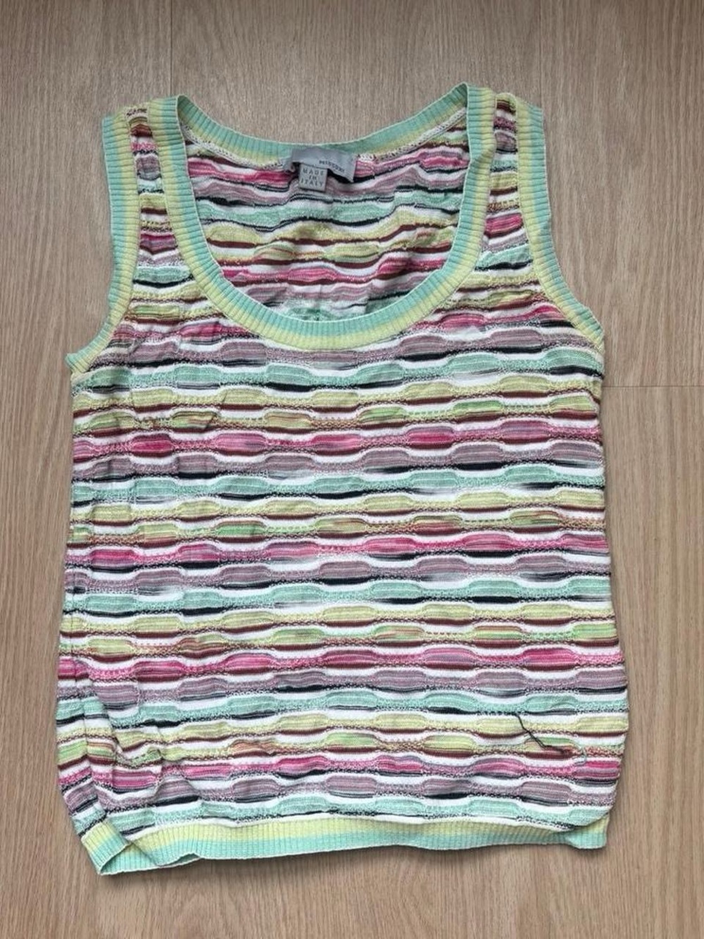 Missoni Striped Pastel Knit Tank Top - Multicolor Fits XS